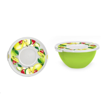 Миска пластм. с крышкой 2,0л д.236мм декор на крышке арт.35602 ("Полимербыт)*1/18