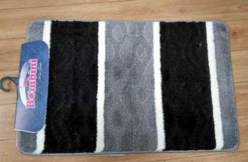 Коврик д/ванной Bombini "Silver" Комплект:(60см х 100см)+д/туалета Черный SLV 201801 *1/25