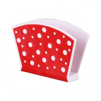 Салфетница пластм. "Горошек" красно-белая М3690 (Октябрьский) *1/25