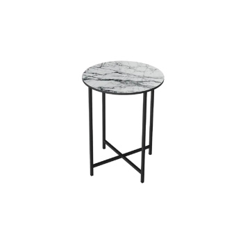 Столик журнальный ДП-1-03-04 стекло МРАМОР БЕЛЫЙ+каркас черный*1