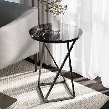 Столик журнальный ДП-1-03-05 исп.2 стекло с рисунком ЧЕРНЫЙ МРАМОР+каркас черный*1