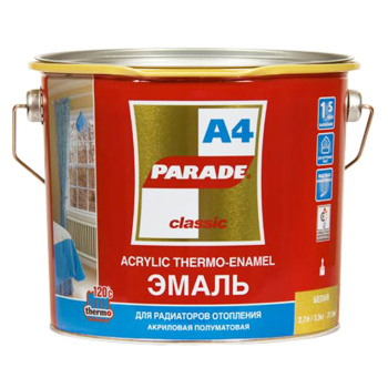 Эмаль акриловая PARADE, для радиаторов, 0.45 л, белая, полуматовая