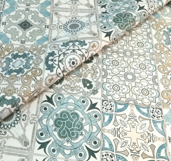 Клеёнка на тканевой основе, полиур.покр."Elegance" "Узоры" бир.-беж.ш.1,37м GW-21587 "Great Way" *20