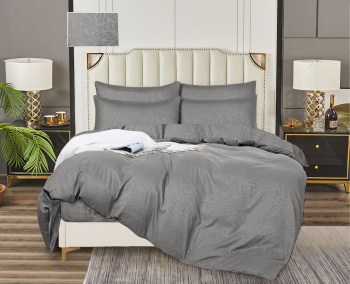 Постельное белье 2сп бамбук жаккрад Орхидея серый 16-3850, наволочки 70*70см - 2шт *1