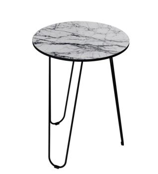 яяяСтол журнальный ДП-1-03-09 Чёрный/Стекло Мрамор белый*1