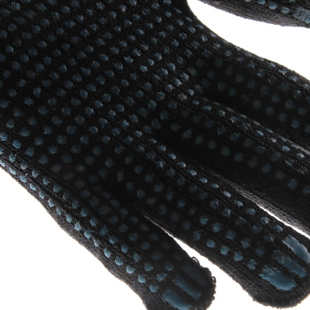 Перчатки ХБ с ПВХ 10кл (5нитей) 95гр черные двуслойные зимние (648Р) Ladoni *5/100/200