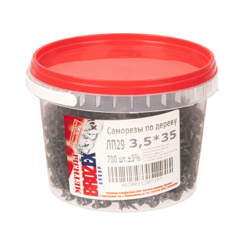 Саморезы по дереву 3.5х35 мм BROZEX, крупная резьба, фосфатированные, 700 шт.