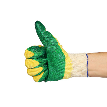 Перчатки ХБ с латекс двойн облив 10кл желт/зел *10/300
