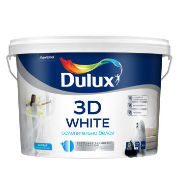 Краска акриловая для стен и потолков 2,5 л Dulux 3D WHITE моющаяся матовая *1