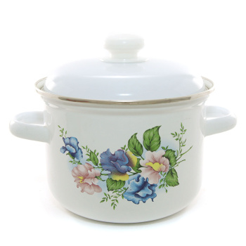 Кастрюля эмалированная 3,0л d180мм металл.кр.с пл.р.,об.нерж., с Деколью С-1612АП2/4 *1/4