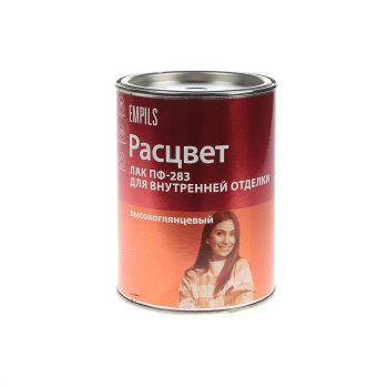 Лак ПФ-283 для внутренних работ по дереву и металлу глянцевый 0,8 кг Расцвет *1/14/588