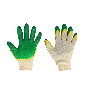 Перчатки ХБ с латекс двойн облив 10кл желт/зел *10/300