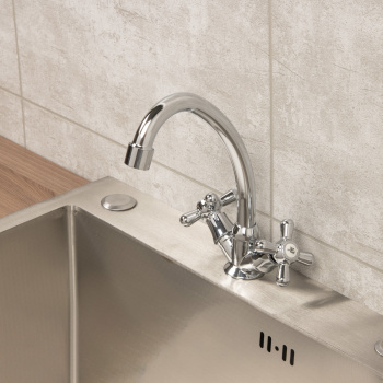 Смеситель для кухни Roegen RP021A, высокий излив, двухвентильный