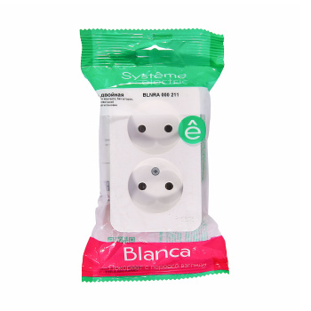 Розетка "BLANCA" ОП 2-мест. белая (изол. пласт.) 16А 250В BLNRА000211 *10/60