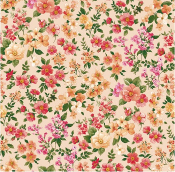 яяяКлеёнка на нетканой основе "Dekorama" "Цветы" бежевая/кран./зел. шир.1,40м 218 A *20