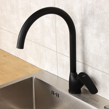 Смеситель для кухни Milardo Rora черный матовый, высокий излив RORBL0JM05 *1/10