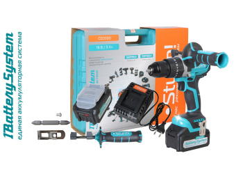 Дрель-шуруповерт 18В 2скор.500/1900об/м 80Нм3Ач 2акк.Б/Щ LI-ION 1Battery СD2080 STURM*1/5