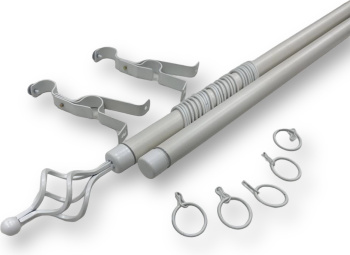 Карниз кованый раздвижной d28мм 2-рядный белый, наконечники Сетка 1,6-3,0 Joreven *1